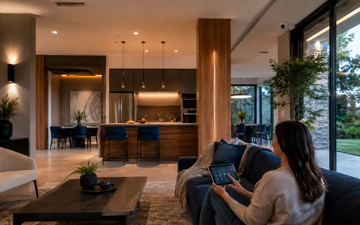 Hogar moderno con electrodomésticos y automatización inteligente